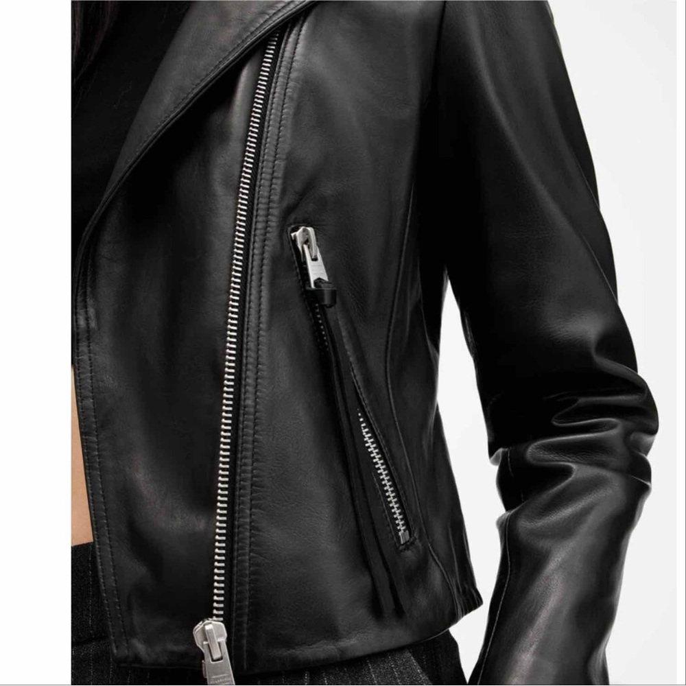 NWT All Saints Dalby Leather Biker Jacket - Picture 5 of 14